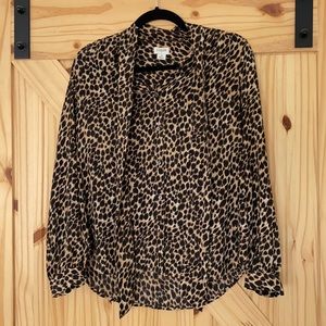 JCrew long sleeve button up shirt with tie - size XS